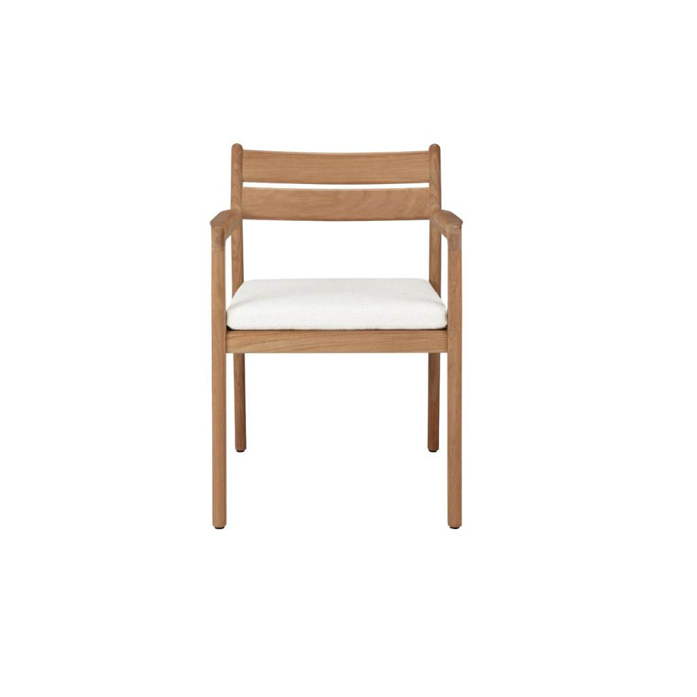 Ethnicraft Jack Outdoor Dining Chair – Teak Outdoor Chair with Quick-Dry Cushions & Curved Backrest