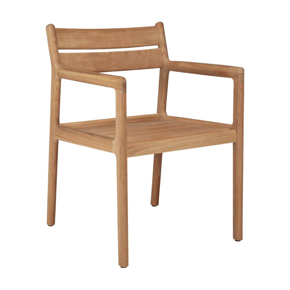 Ethnicraft Jack Outdoor Dining Chair – Teak Outdoor Chair with Quick-Dry Cushions & Curved Backrest