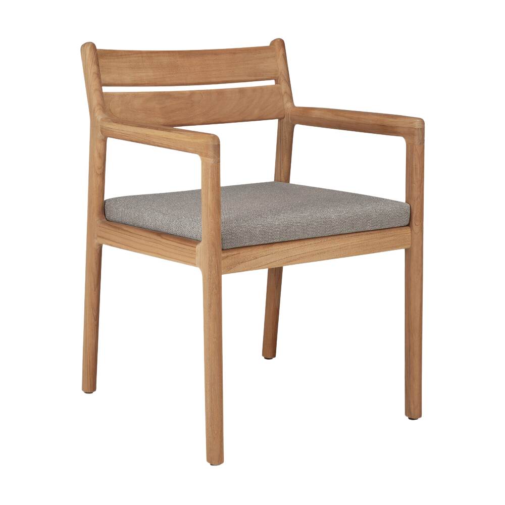 Ethnicraft Jack Outdoor Dining Chair – Teak Outdoor Chair with Quick-Dry Cushions & Curved Backrest
