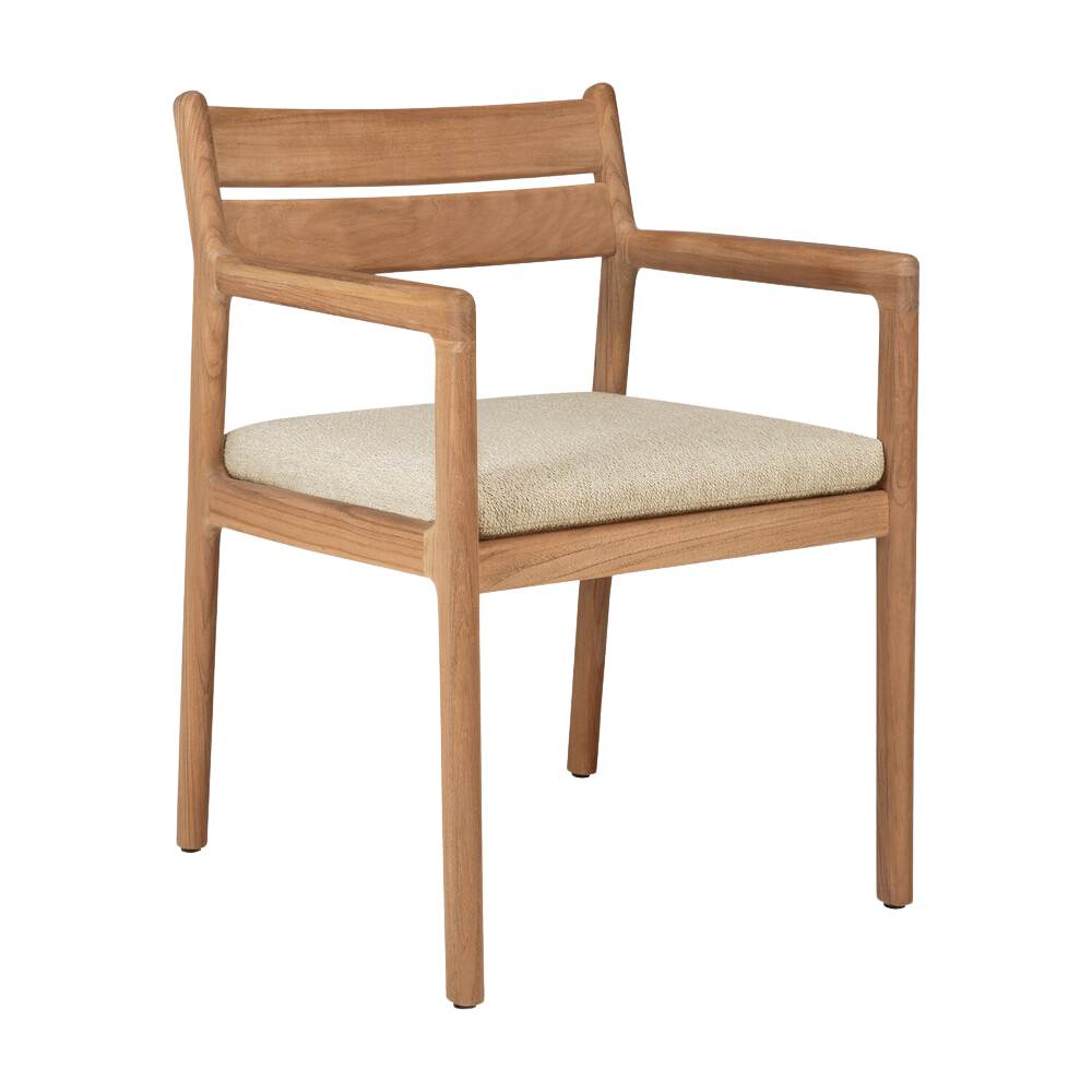 Ethnicraft Jack Outdoor Dining Chair – Teak Outdoor Chair with Quick-Dry Cushions & Curved Backrest