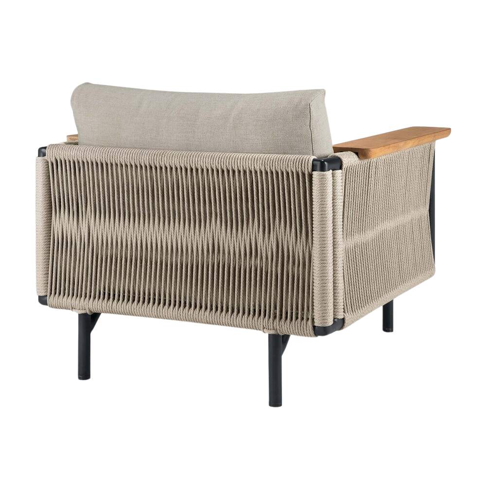 Ethnicraft Corbey Outdoor Lounge Chair – Aluminium Lounge Chair with Outdoor Cushions & Contemporary Silhouette