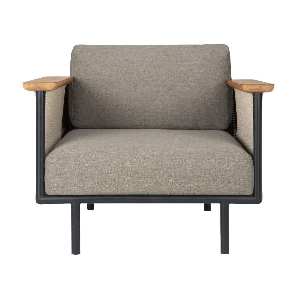 Ethnicraft Corbey Outdoor Lounge Chair – Aluminium Lounge Chair with Outdoor Cushions & Contemporary Silhouette