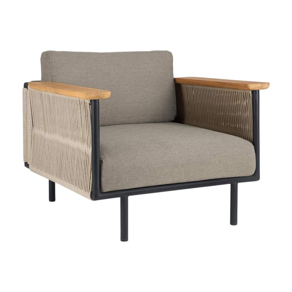 Ethnicraft Corbey Outdoor Lounge Chair – Aluminium Lounge Chair with Outdoor Cushions & Contemporary Silhouette