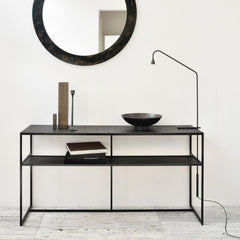 Ethnicraft Pentagon Console Table — Whisky Oak Geometric Console, Statement Hall Table & Display Surface