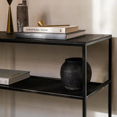 Ethnicraft Pentagon Console Table — Whisky Oak Geometric Console, Statement Hall Table & Display Surface