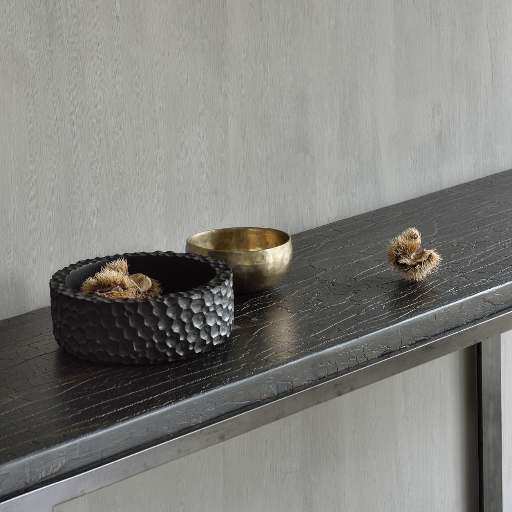 Ethnicraft Stability Console Table — Umber Oak Console, Sturdy Narrow Hall Table with Modern Profile