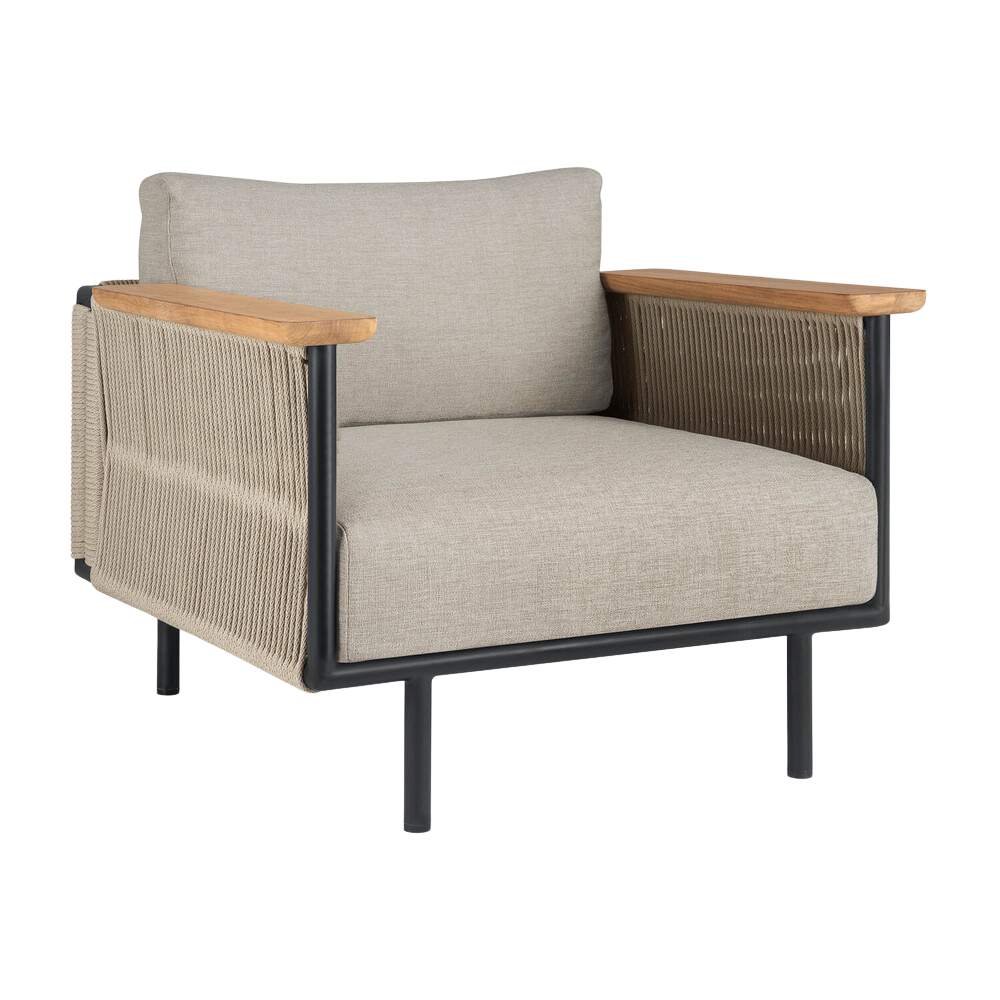 Ethnicraft Corbey Outdoor Lounge Chair – Aluminium Lounge Chair with Outdoor Cushions & Contemporary Silhouette
