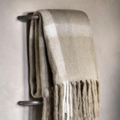 Beige Tartan Wool Blanket