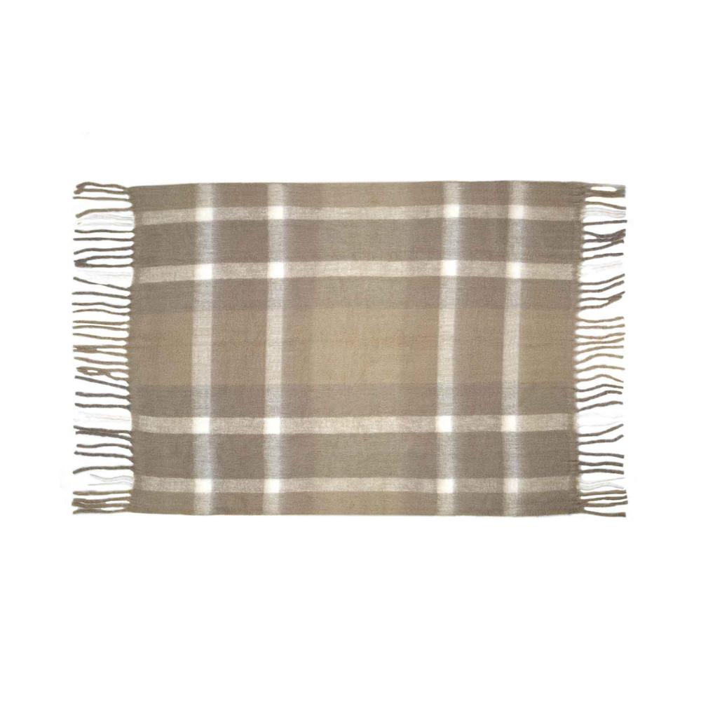 Beige Tartan Wool Blanket