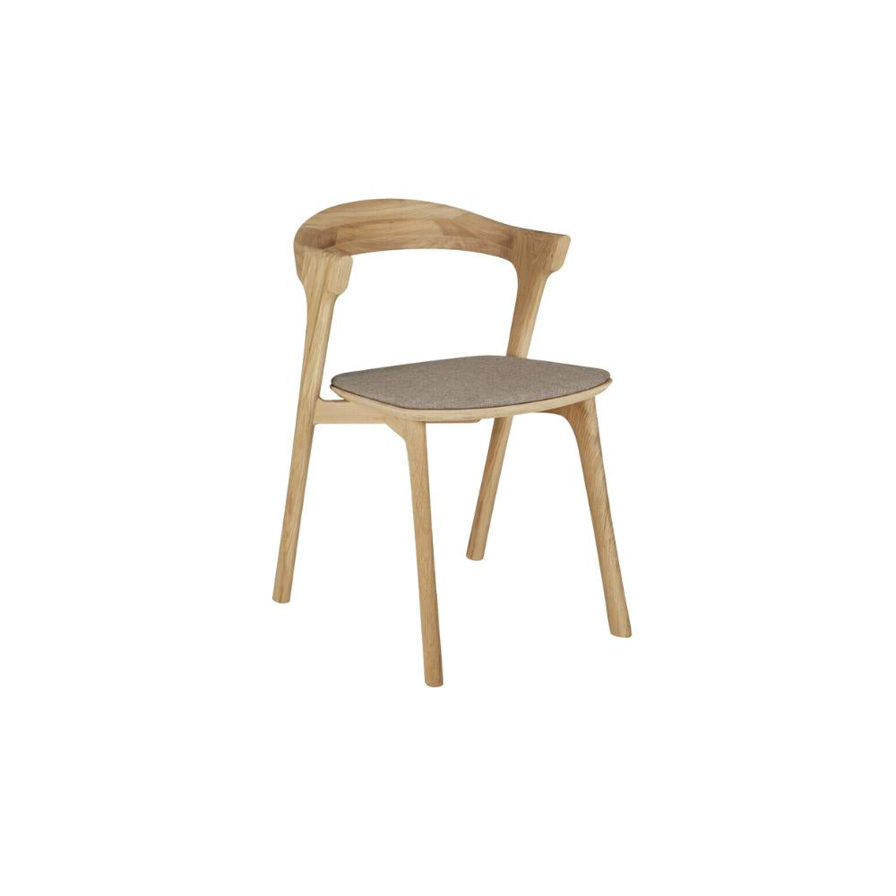 Ethnicraft Bok Dining Chair Cushioned – Upholstered Oak Dining Chair with Iconic Curved Backrest