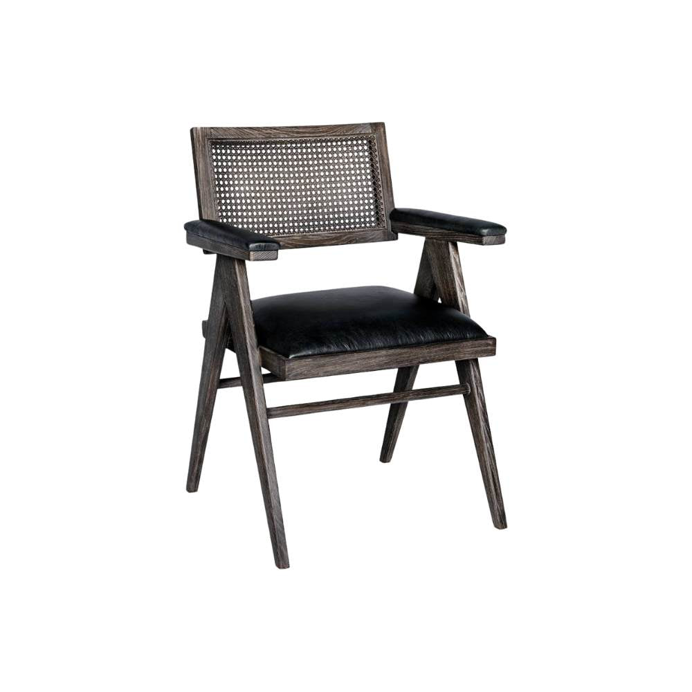 Blanc D'Ivoire Charles - Aged Black Leather Natural Foam Armchair