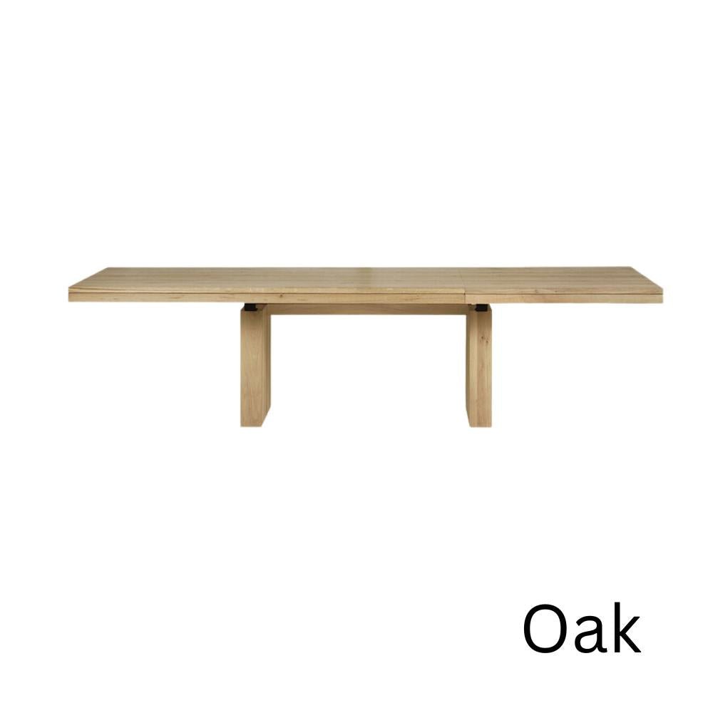 Ethnicraft Double Extendable Oak Dining Table — Solid Oak Extendable Table, Flexible Length for Family Meals