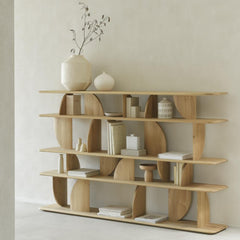 Ethnicraft Geometric Rack – Sculptural Wooden Storage Rack with Geometric Open Shelving