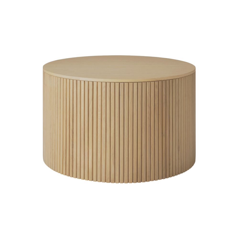 Ethnicraft Roller Max Coffee Table – Textured Rounded Coffee Table with Layered Roller-Style Base