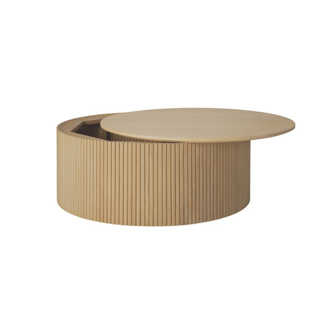 Ethnicraft Roller Max Coffee Table – Textured Rounded Coffee Table with Layered Roller-Style Base