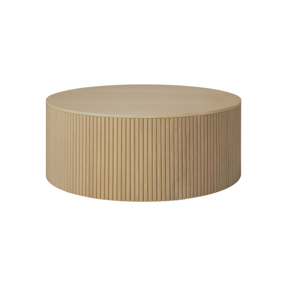 Ethnicraft Roller Max Coffee Table – Textured Rounded Coffee Table with Layered Roller-Style Base