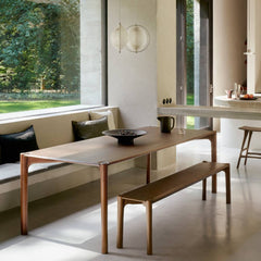 Ethnicraft PI Bench Oak – Solid Oak Bench with Sculpted Curved Seat & Minimalist Profile