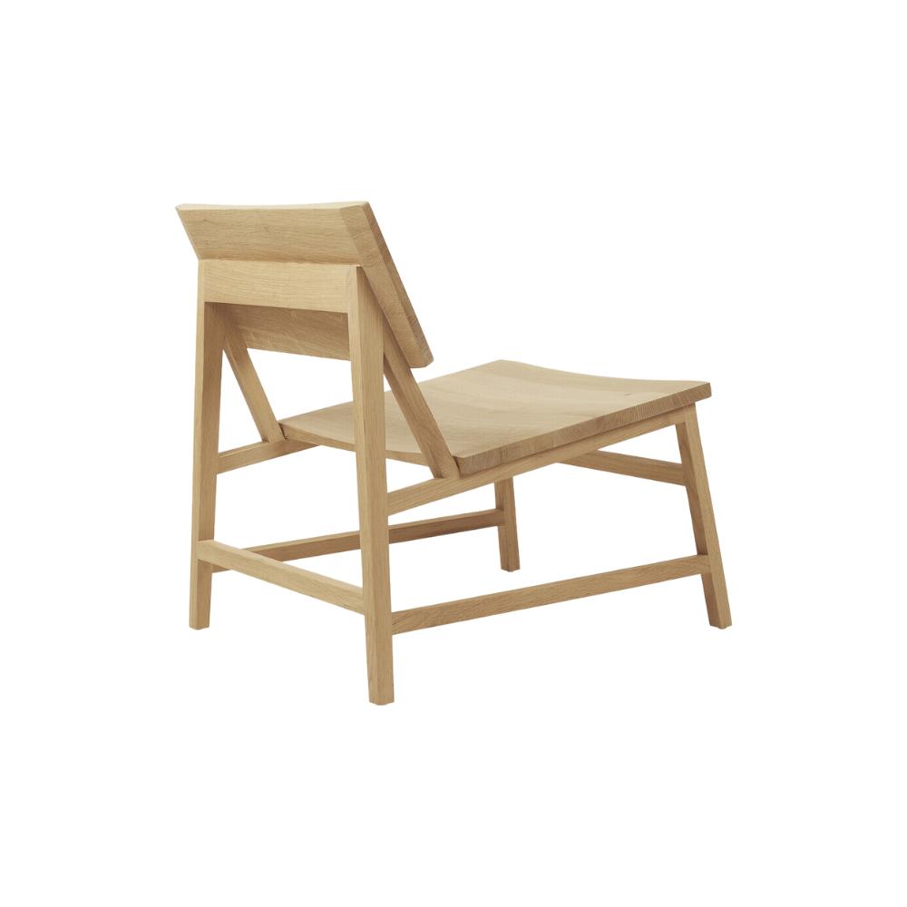 Ethnicraft N2 Lounge Chair – Sculpted Solid Oak Lounge Chair with Soft Curved Back & Classic Low Profile