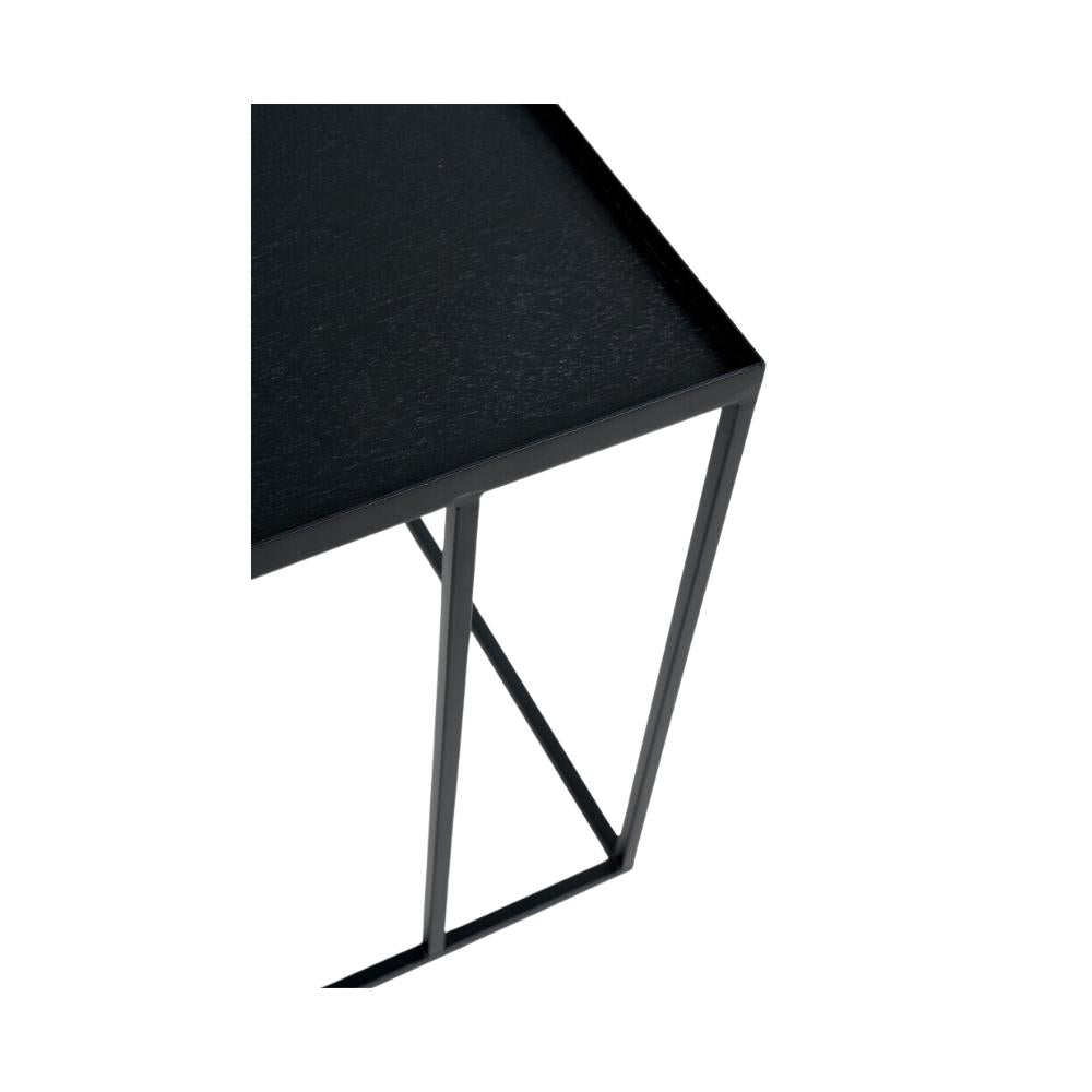 Ethnicraft Square Tray Side Table – Metal Frame Side Table with Interchangeable Square Tray Top