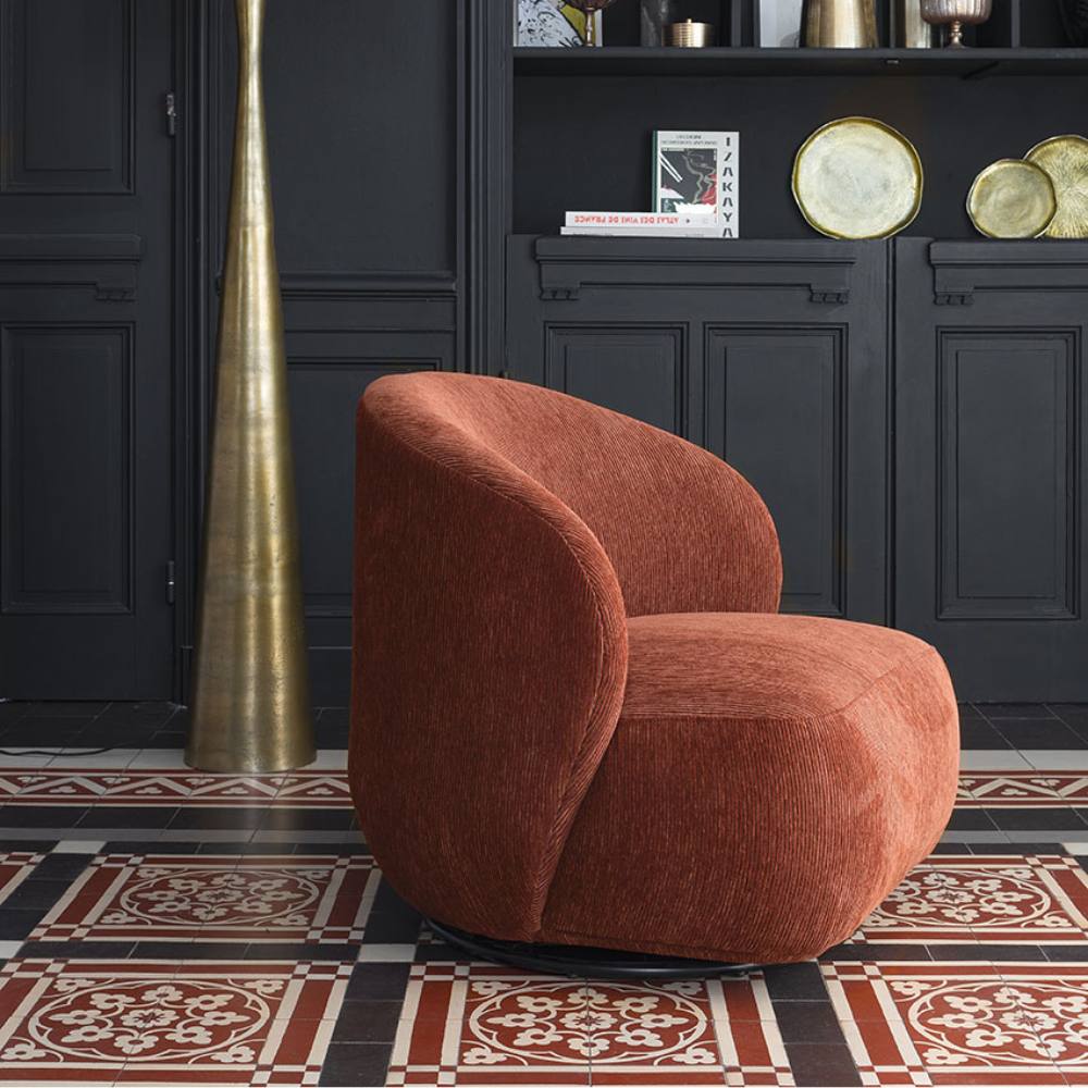 Blanc D'Ivoire Leo Swivel Fabric Natural Foam Armchair