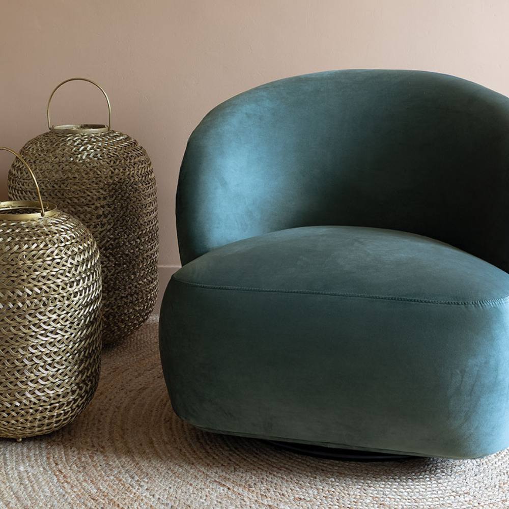 Blanc D'Ivoire Leo Swivel Fabric Natural Foam Armchair
