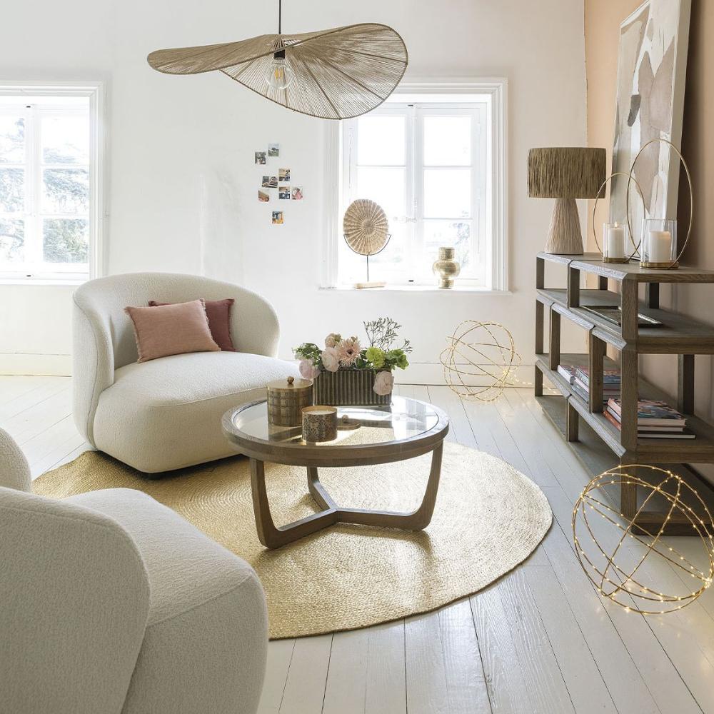 Blanc D'Ivoire Leo Wide Fabric Natural Foam Armchair