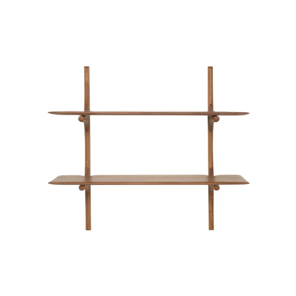 Ethnicraft PI Wall Shelves – Modular Oak/Mahogany Wall-Mounted Shelves with Curved Organic Design