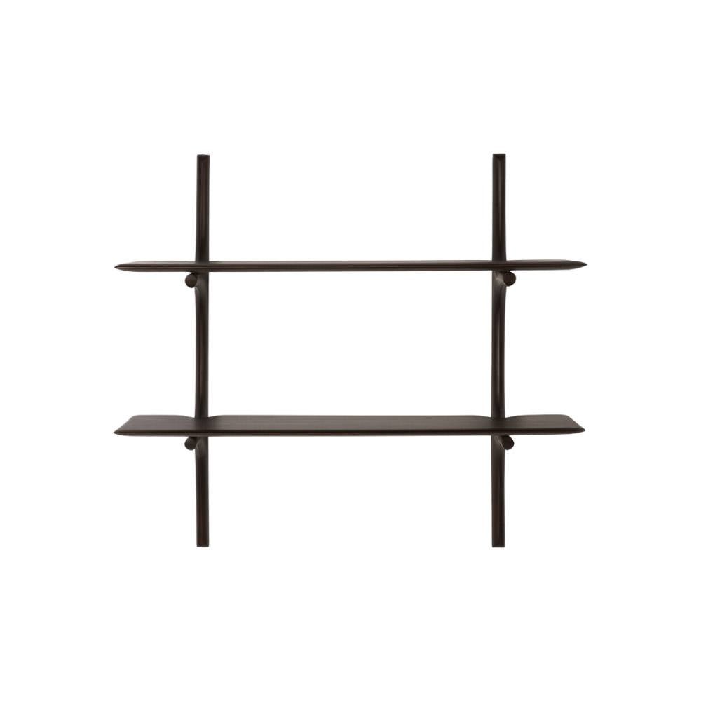 Ethnicraft PI Wall Shelves – Modular Oak/Mahogany Wall-Mounted Shelves with Curved Organic Design