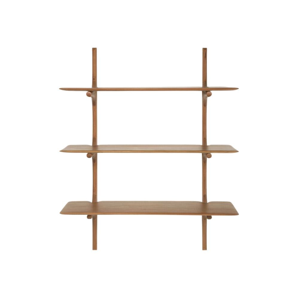 Ethnicraft PI Wall Shelves – Modular Oak/Mahogany Wall-Mounted Shelves with Curved Organic Design