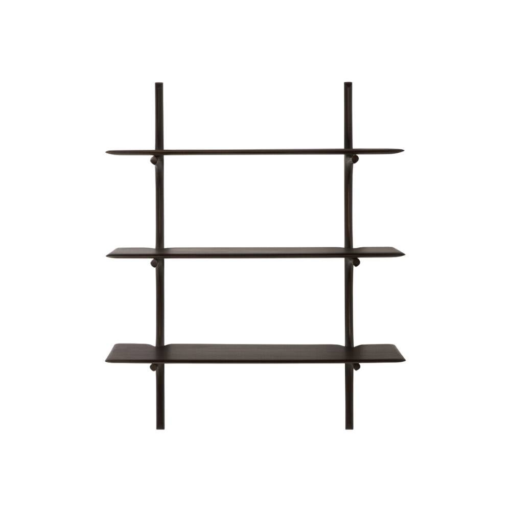 Ethnicraft PI Wall Shelves – Modular Oak/Mahogany Wall-Mounted Shelves with Curved Organic Design