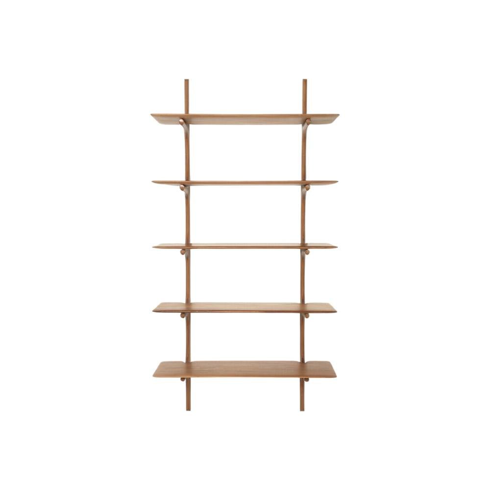 Ethnicraft PI Wall Shelves – Modular Oak/Mahogany Wall-Mounted Shelves with Curved Organic Design