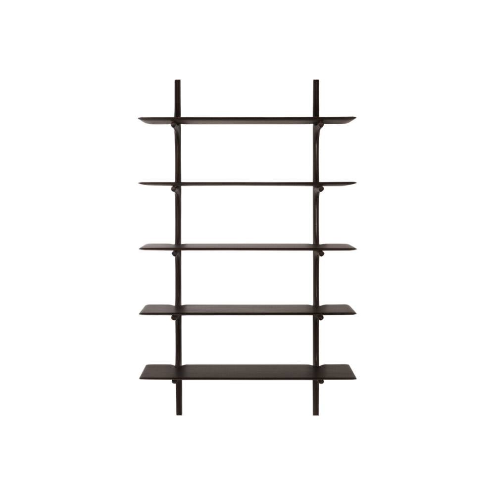 Ethnicraft PI Wall Shelves – Modular Oak/Mahogany Wall-Mounted Shelves with Curved Organic Design